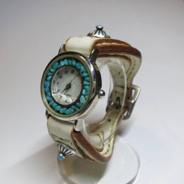 レザー腕時計  ターコイズ  シルバーコンチョ 定価の半額！腕時計