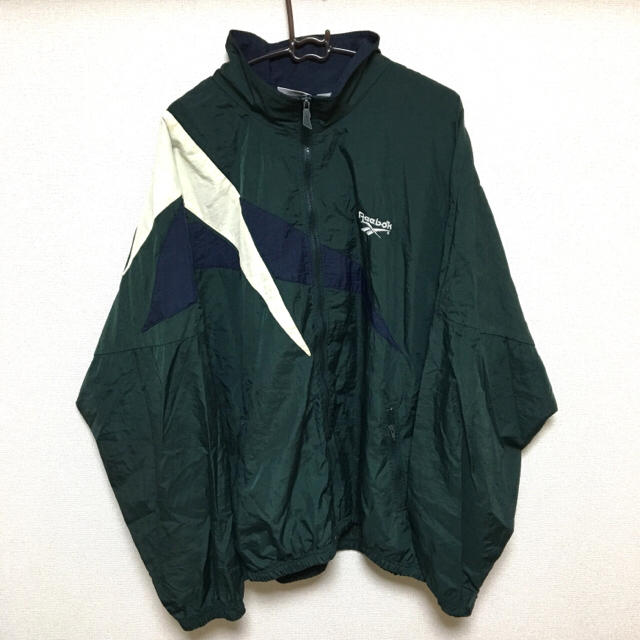 Reebok(リーボック)の90s Reebok リーボック ナイロンジャケット XL ロゴ 古着 緑 メンズのジャケット/アウター(ナイロンジャケット)の商品写真