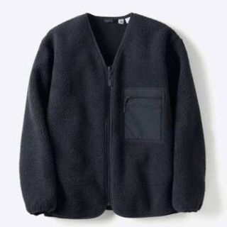 ユニクロ(UNIQLO)のUNIQLO U  ボアフリースカーディガン ブラック S(ノーカラージャケット)