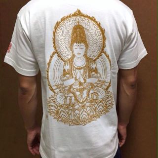 100％綿製　大日如来・仏画Ｔシャツ*白　Ｓサイズ(その他)