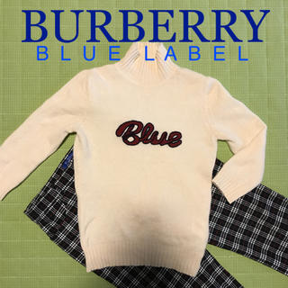 バーバリーブルーレーベル(BURBERRY BLUE LABEL)のバーバリー ブルーレーベル ロゴ ハイネック セーター 七分袖 ニット(ニット/セーター)