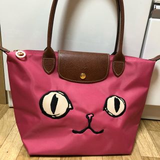 ロンシャン(LONGCHAMP)の美品 ロンシャン ミャオ ルプリアージュ ピンク Sサイズ 猫(ハンドバッグ)