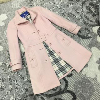 バーバリーブルーレーベル(BURBERRY BLUE LABEL)の格安★ バーバリー ブルーレーベル ウールコート 薄ピンク 36(ロングコート)