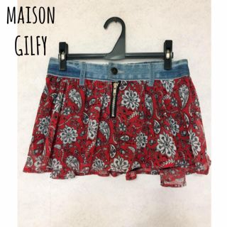 ギルフィー(GILFY)のmaison GILFY／デニム×ペイズリー柄フレアミニスカート〈値下げ中〉(ミニスカート)