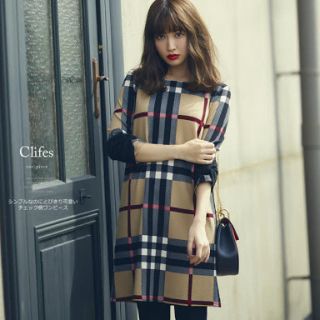 トッコ(tocco)のtocco closet♡袖リボンチェックワンピース(ミニワンピース)