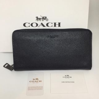 コーチ(COACH)のCOACH コーチ メンズ ブラック 長財布 黒 ラウンドファスナー(長財布)