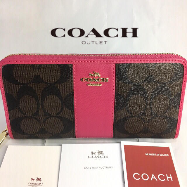 COACH(コーチ)の限定セール❣️新品コーチ長財布F52859ピンク×ダークブラウンシグネチャー   レディースのファッション小物(財布)の商品写真