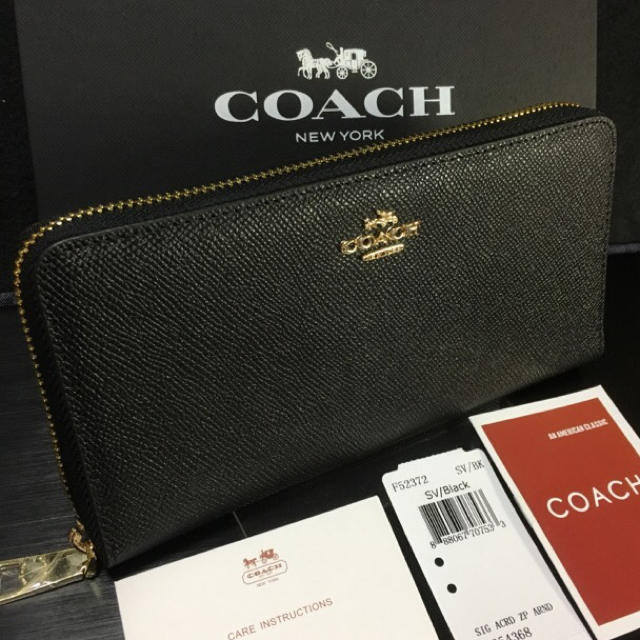 COACH - 限定セール❣️新品コーチ長財布F52372ブラック グレイン