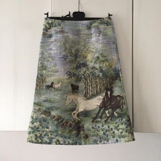 幻! 美品 ケイタマルヤマ馬柄ゴブラン織りスカート S 0サイズ KEITA