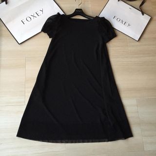 フォクシー(FOXEY)の♡極美品♡2015フォクシー 裾袖チュールワンピース(ひざ丈ワンピース)