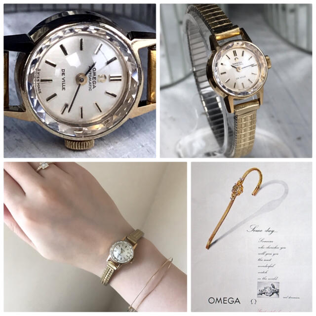 美品✨OMEGA 自動巻 ゴールドカットガラス 新品ベルト付✨トゥモローランド