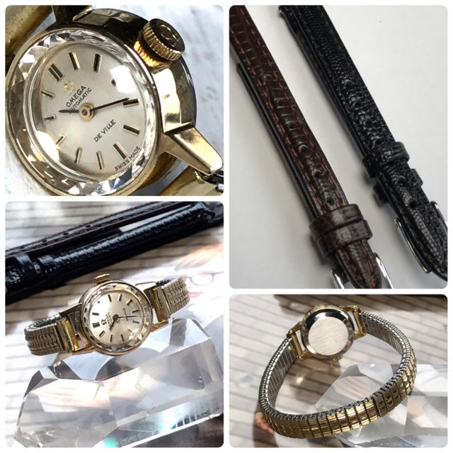 美品✨OMEGA 自動巻 ゴールドカットガラス 新品ベルト付✨トゥモローランド