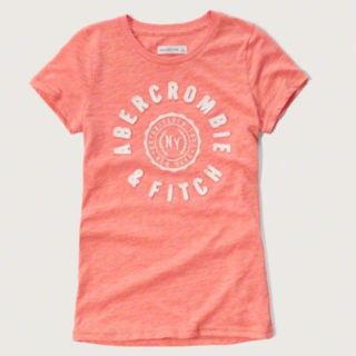 アバクロンビーアンドフィッチ(Abercrombie&Fitch)の【正規品】アバクロ A&F アップリケロゴTシャツ オレンジ S(Tシャツ(半袖/袖なし))