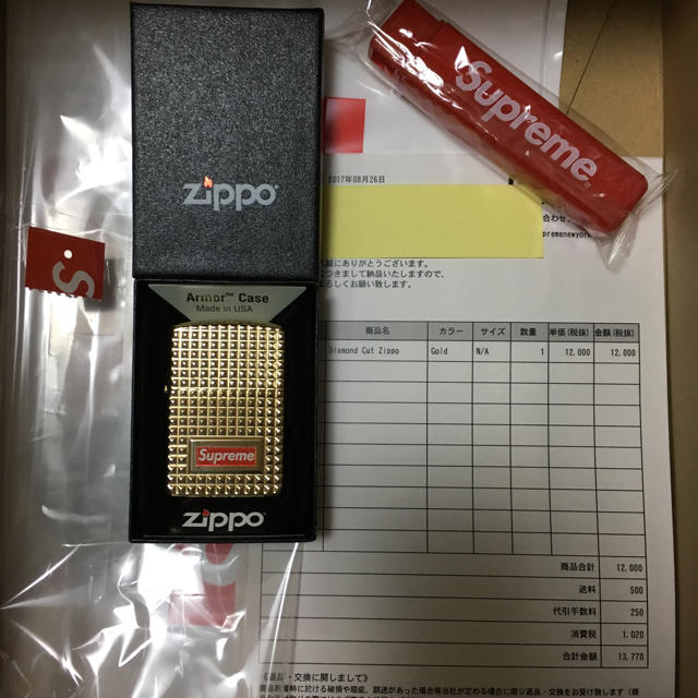 Supreme(シュプリーム)のSupreme Diamond Cut Zippo gold box logo メンズのファッション小物(タバコグッズ)の商品写真