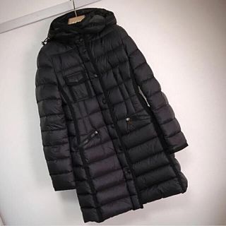 モンクレール(MONCLER)の【超美品】モンクレール エルミンヌ 0サイズ ロングダウン ブラック 黒色(ダウンジャケット)