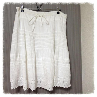 ユナイテッドアローズ(UNITED ARROWS)のホワイトコットンスカート♡(ひざ丈スカート)