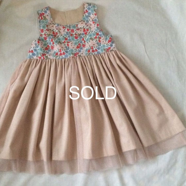 SOLD  リバティーチュールワンピースキッズ服女の子用(90cm~)