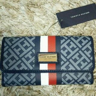 トミーヒルフィガー(TOMMY HILFIGER)のトミーヒルフィガー パスケース付き 長財布 ネイビー 総柄 フラッグ(長財布)