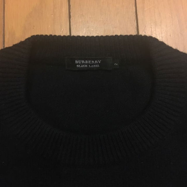 BURBERRY BLACK LABEL(バーバリーブラックレーベル)のリトルサブ様専用☆美品☆バーバリー ニットセーター 黒×杢グレー 2 メンズのトップス(ニット/セーター)の商品写真