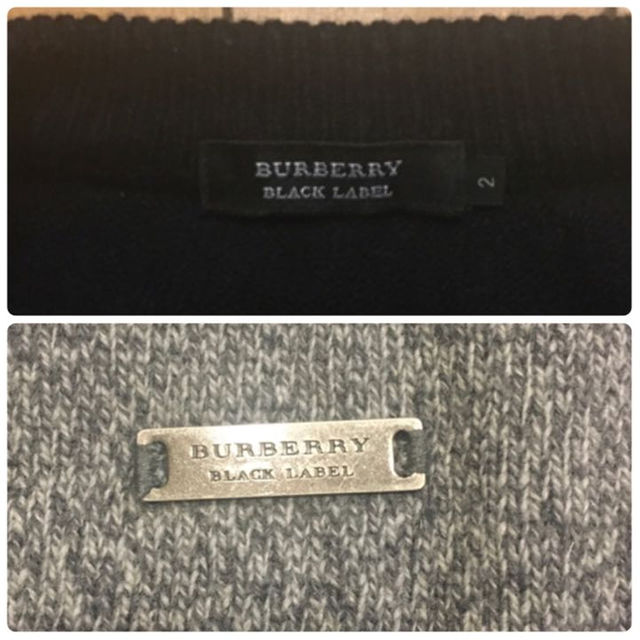 BURBERRY BLACK LABEL(バーバリーブラックレーベル)のリトルサブ様専用☆美品☆バーバリー ニットセーター 黒×杢グレー 2 メンズのトップス(ニット/セーター)の商品写真