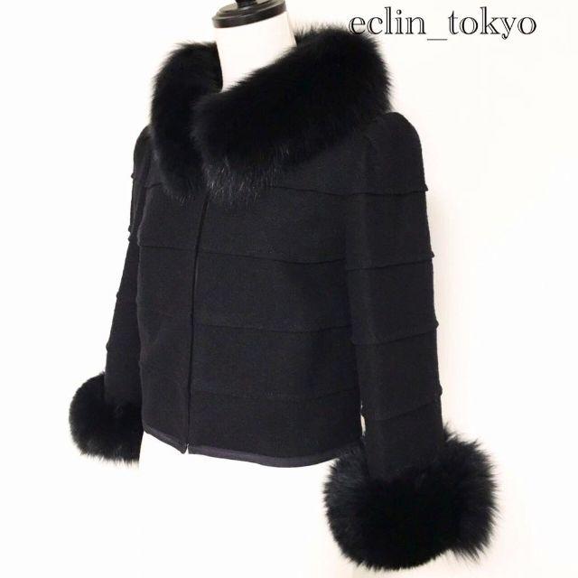 TO BE CHIC(トゥービーシック)のトゥービーシック フォックスファー ポンチョ コート ジャケット 黒 E549 レディースのジャケット/アウター(毛皮/ファーコート)の商品写真