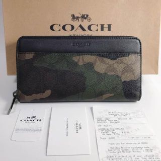 コーチ(COACH)のタグ付き★COACH コーチ レザーダークグリーン迷彩　 長財布　新品未使用(長財布)