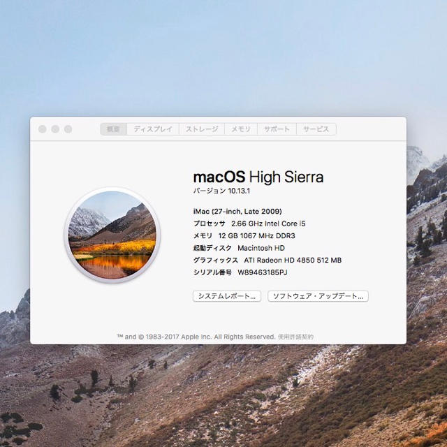 Apple(アップル)のiMac Late2009 MB953J/A スマホ/家電/カメラのPC/タブレット(デスクトップ型PC)の商品写真