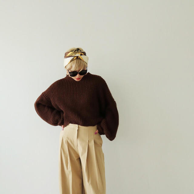 TODAYFUL(トゥデイフル)の試着のみ☆ Voluminous Sleeve Knit ブラウン レディースのトップス(ニット/セーター)の商品写真