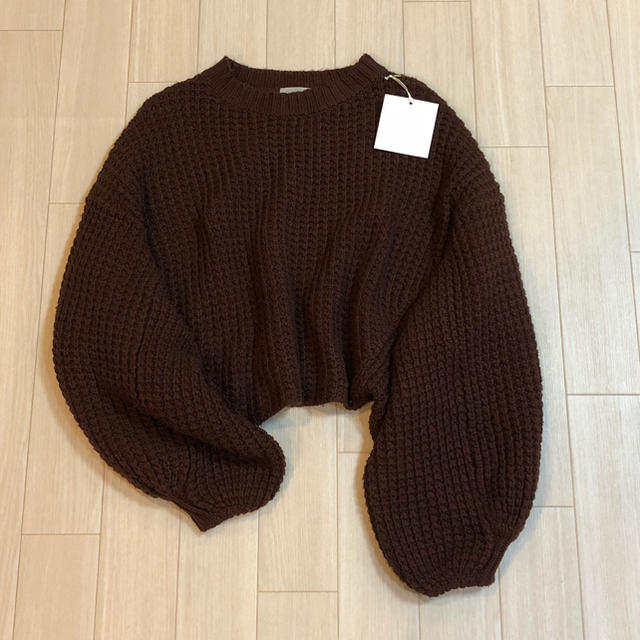 TODAYFUL(トゥデイフル)の試着のみ☆ Voluminous Sleeve Knit ブラウン レディースのトップス(ニット/セーター)の商品写真