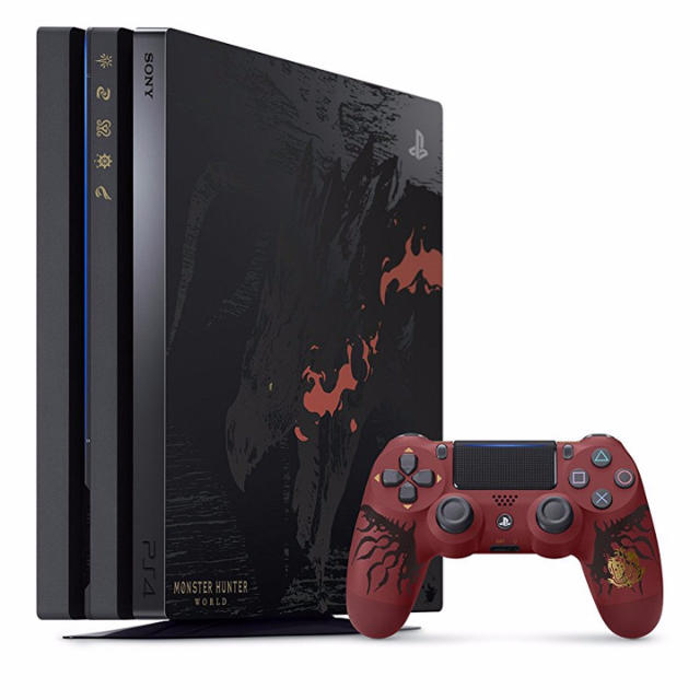 PlayStation4(プレイステーション4)のPS4 Pro モンスターハンター ワールド リオレウスエディション 本体 エンタメ/ホビーのゲームソフト/ゲーム機本体(家庭用ゲーム機本体)の商品写真