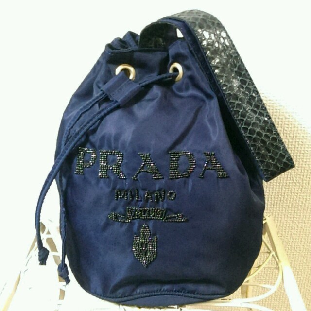 PRADA - プラダ♥紺ビーズロゴ&2wayバッグ