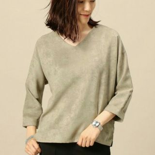 ビューティアンドユースユナイテッドアローズ(BEAUTY&YOUTH UNITED ARROWS)のBY スエードタッチ8分袖Vネックカットソー モカ(Tシャツ(長袖/七分))