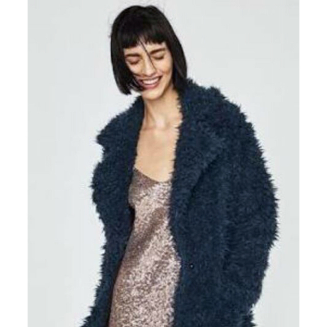ZARA ZARA プードルコート もこもこの通販 by shop|ザラならラクマ ZARA BASIC プードルコート ファーコート ネイビータグ付き