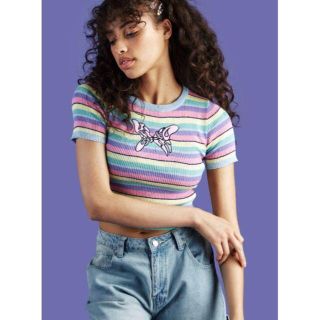 ユニフ(UNIF)の水原希子コラボ パステルボーダートップス(Tシャツ(半袖/袖なし))