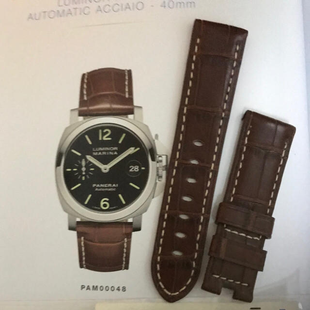 OFFICINE PANERAI(オフィチーネパネライ)のパネライ Dバックル用 純正 クロコベルト  新品・未使用 カタログ付 メンズの時計(その他)の商品写真