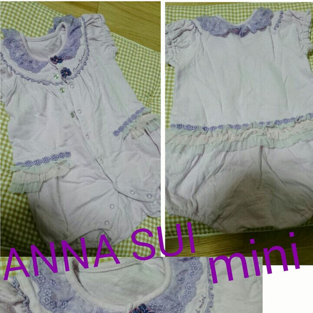 ANNA SUI mini(アナスイミニ)のANNA SUI mini半袖ﾍﾞﾋﾞｰﾛﾝﾊﾟｰｽ キッズ/ベビー/マタニティのベビー服(~85cm)(カバーオール)の商品写真