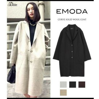 エモダ(EMODA)の美品★エモダ★ウールコート★ブラック★大人気(ロングコート)