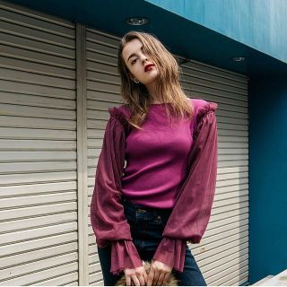 アメリヴィンテージ(Ameri VINTAGE)のamerivintage tulle puff sleeve knit (ニット/セーター)