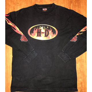 ハーレーダビッドソン(Harley Davidson)のハーレーダビッドソン カットソー ファイヤー メンズ M 黒 (Tシャツ/カットソー(半袖/袖なし))