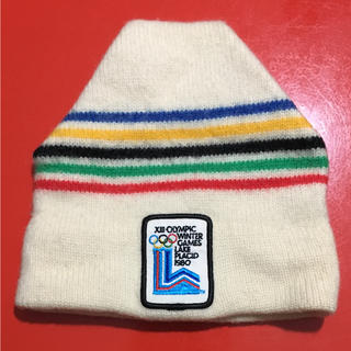 80年 USA 冬季オリンピック ニットキャップ ニット帽 希少 ヴィンテージ(ニット帽/ビーニー)