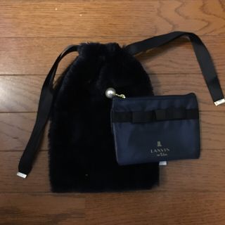 ランバン(LANVIN)のLANVIN♡ファー巾着、ティッシュケース(ポーチ)