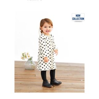 プチバトー(PETIT BATEAU)の【新品未使用】プチバトー ドットプリントワンピース 24m(ワンピース)