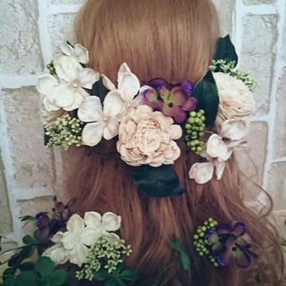 森の妖精 紫陽花の髪飾り23点Set No165 ウェディング(ヘッドドレス/ドレス)