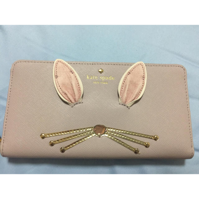 新品 Kate spade うさぎ柄 ラウンドファスナー長財布-