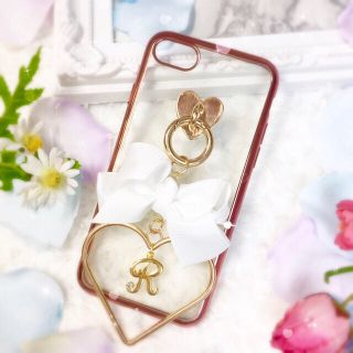 iPhone7(S)RoseMetal♡ペタルリボン×ハートフレーム×イニシ..(iPhoneケース)