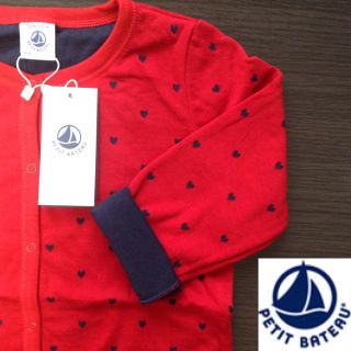 プチバトー(PETIT BATEAU)の【aki様専用】プチバトー チュビックハートモチーフカーディガン レッド(カーディガン)