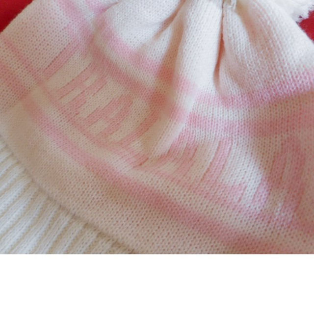 TRALALA(トゥララ)のpe-様専用■TRALALA■ニット帽子■ポンポン付■白×ピンク レディースの帽子(ニット帽/ビーニー)の商品写真