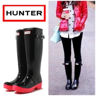 ハンター(HUNTER)の【美品】HUNTER ORIGINAL NEON PINK 希少 レア(レインブーツ/長靴)