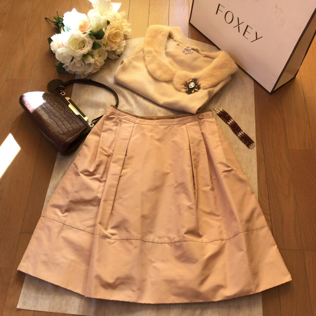 FOXEYベルフラワースカート/38ミニスカート