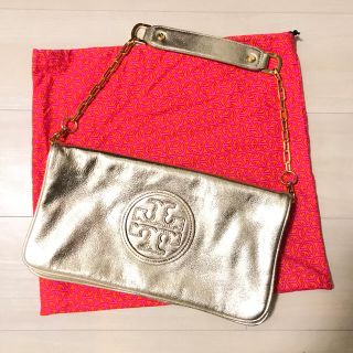 トリーバーチ(Tory Burch)の【美品】トリーバーチ 2WAY チェーンショルダー クラッチバッグ ゴールド(クラッチバッグ)